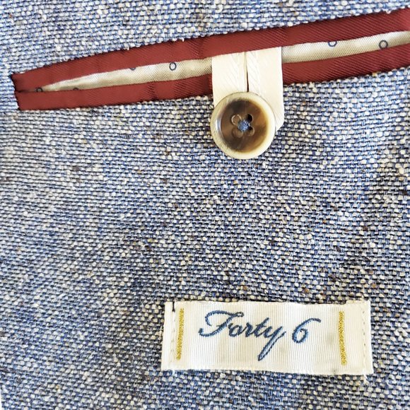 Paul Taylor Mens Linen Cotton Silk Blend Blue Heather Blazer Jacket Sprotscoat - Picture 8 of 14